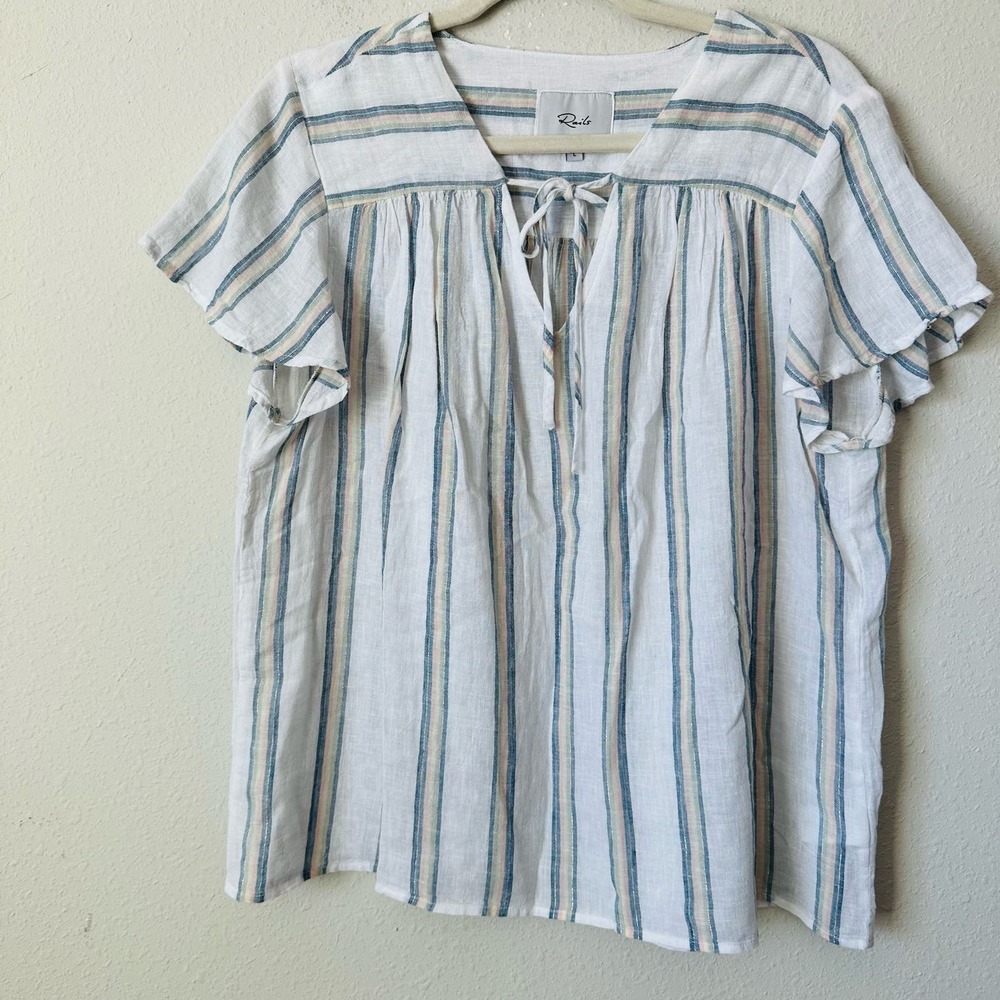 Rails Viera Boho Stripe Flutter Sleeve Blouse Sz … - image 2